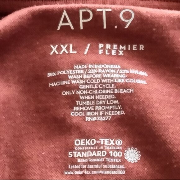 Apt. 9 Mens Size XXL Shirt Rust Henley Long Sleeve Premier Flex Modern Casual - Picture 7 of 8
